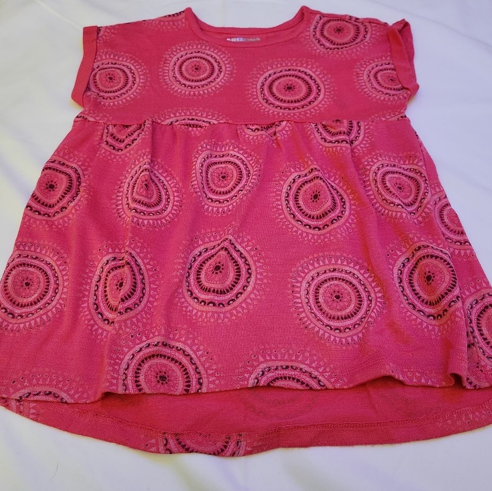 Arizona Jeans Short Sleeve Pink Empire Waist Knit Shirt | Girls Large